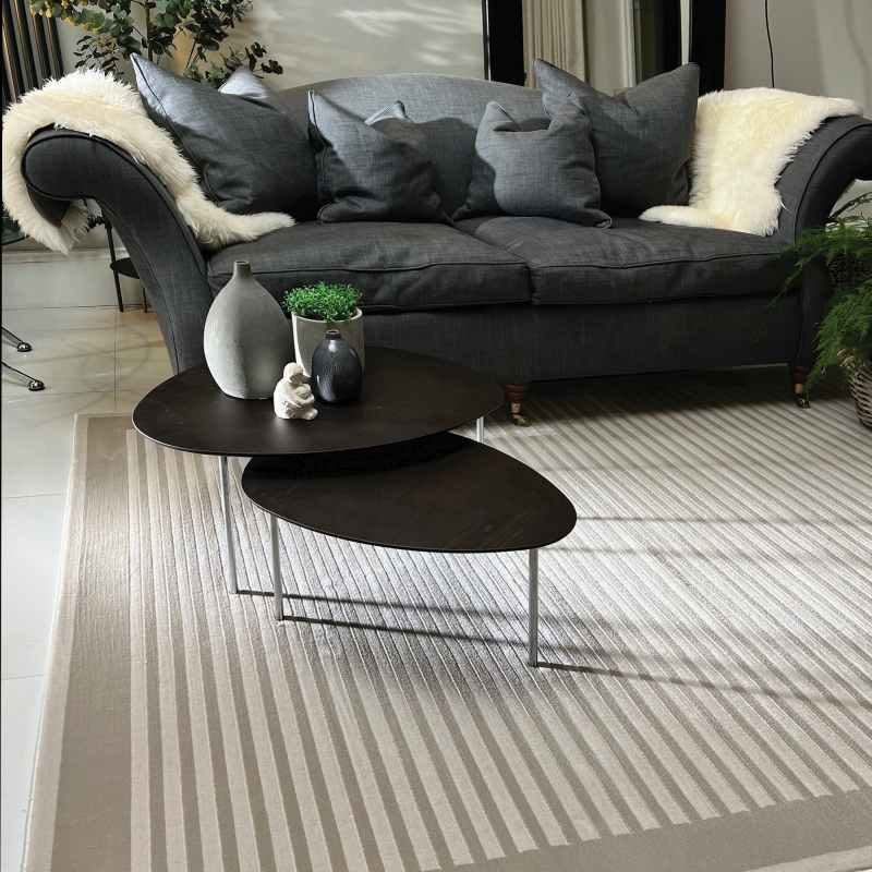 Origins Belgrade Striped Border Rug in Natural