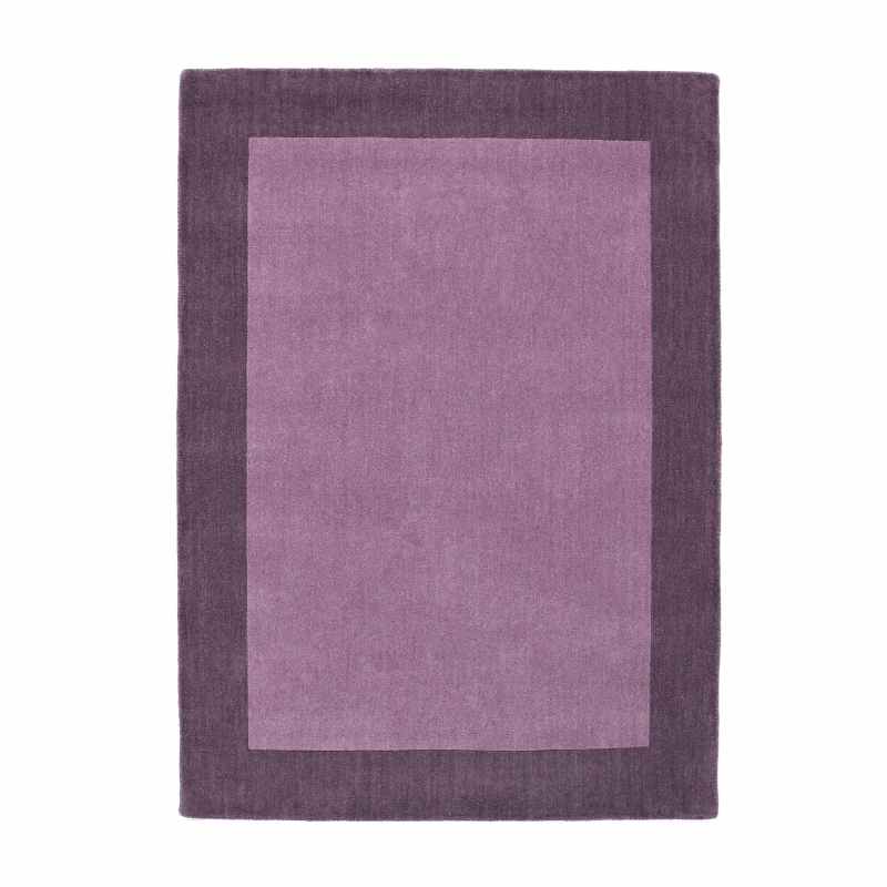 Origins Borders Plain Wool Rugs in Mauve Purple