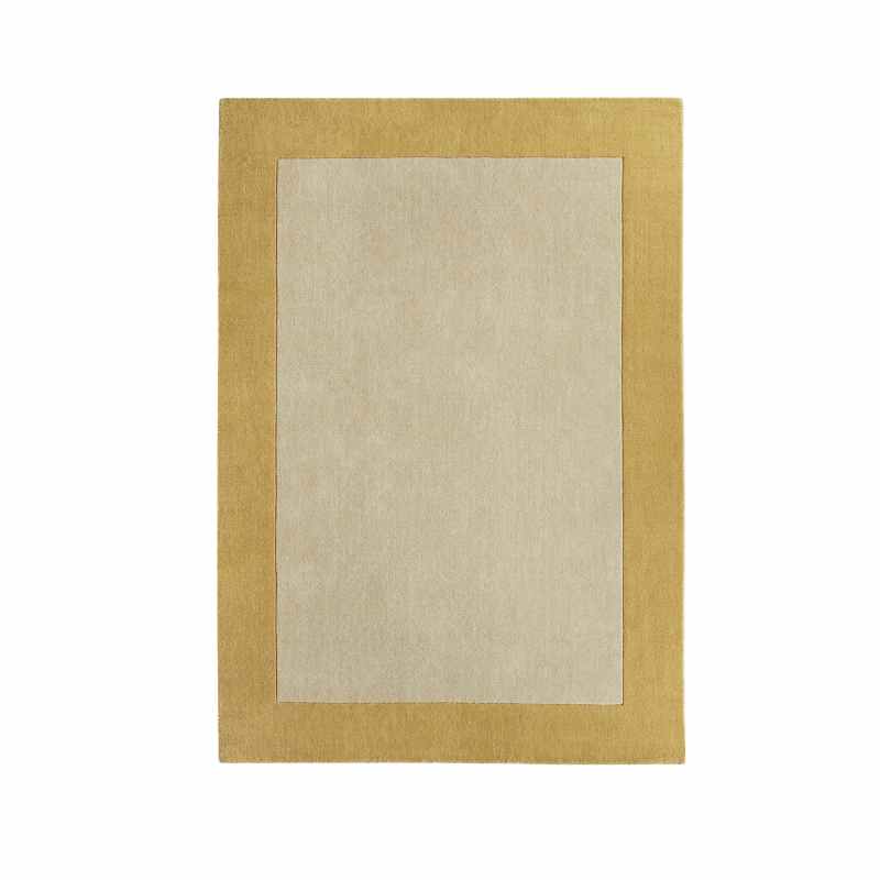 Origins Borders Plain Wool Rugs in Ochre Yellow