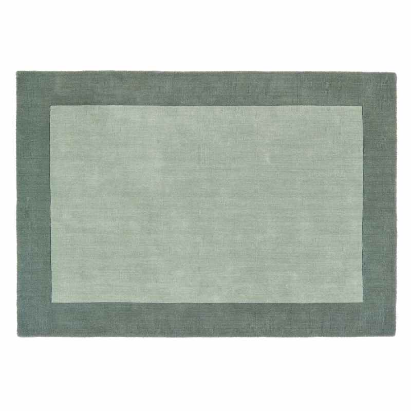 Origins Borders Plain Wool Rugs in Sage Green