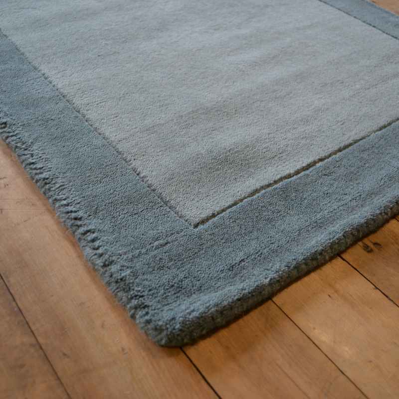 Origins Borders Wool Hallway Runner Rugs in Duck Egg