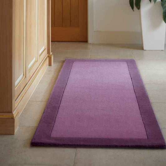 Origins Borders Wool Hallway Runner Rugs in Mauve