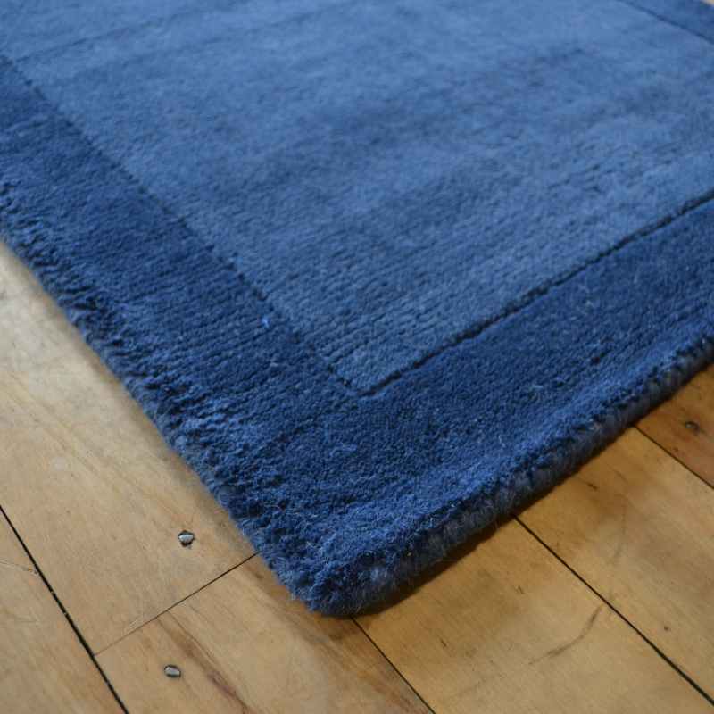 Origins Borders Wool Hallway Runner Rugs in Navy