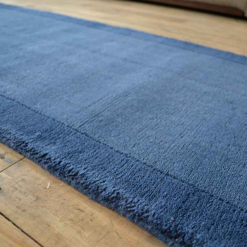 Origins Borders Wool Hallway Runner Rugs in Navy