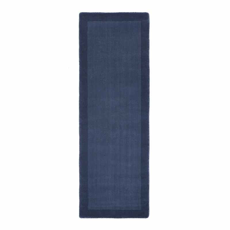 Origins Borders Wool Hallway Runner Rugs in Navy