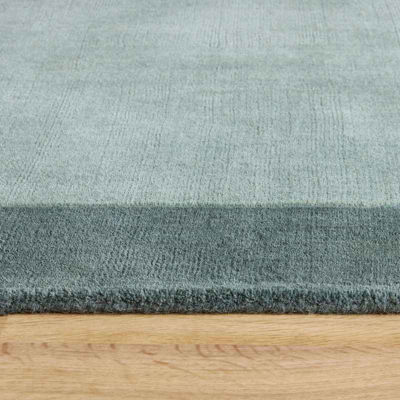 Origins Borders Wool Hallway Runner Rugs in Sage Green