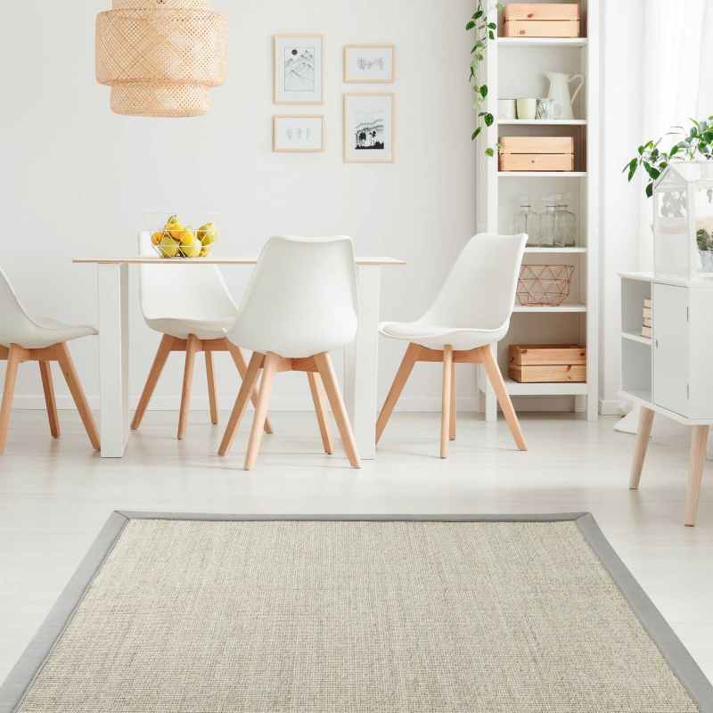 Boucle Sesame Natural Fibre Sisal Bordered Camel Rugs