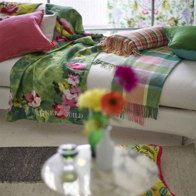 Bridgeport Checked Throw by Designers Guild in Lime Green