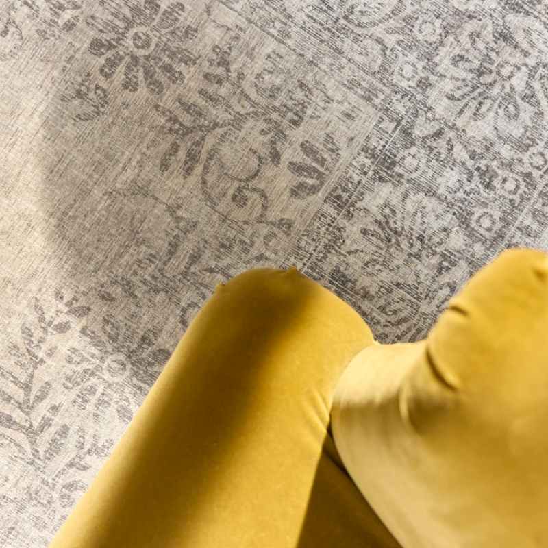Brocade Border Eco Washable Modern Rugs by Hug Runner Rug in Grey