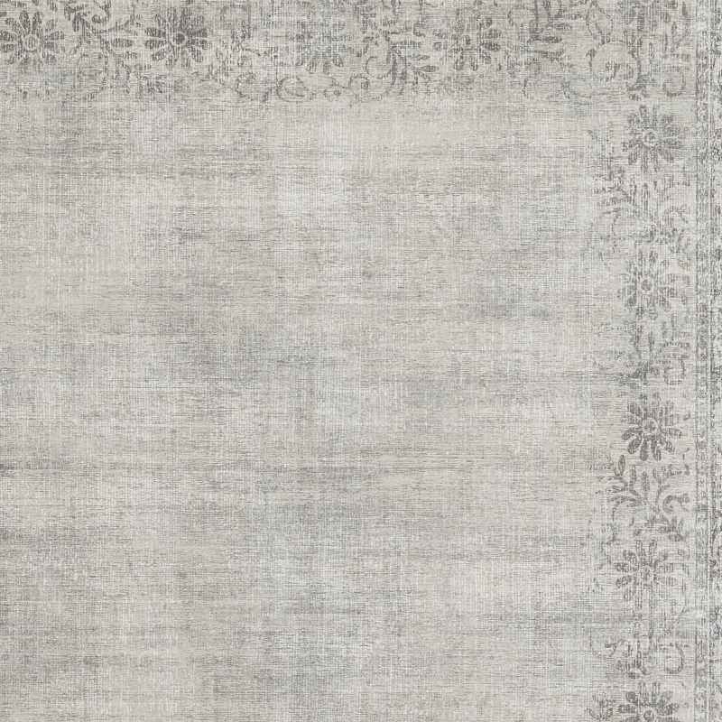 Brocade Border Eco Washable Modern Rugs by Hug Runner Rug in Grey