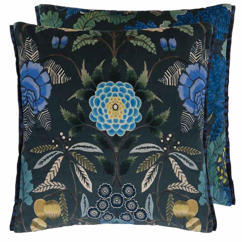 Brocart Decoratif Velours Cushion by Designers Guild in Indigo Blue