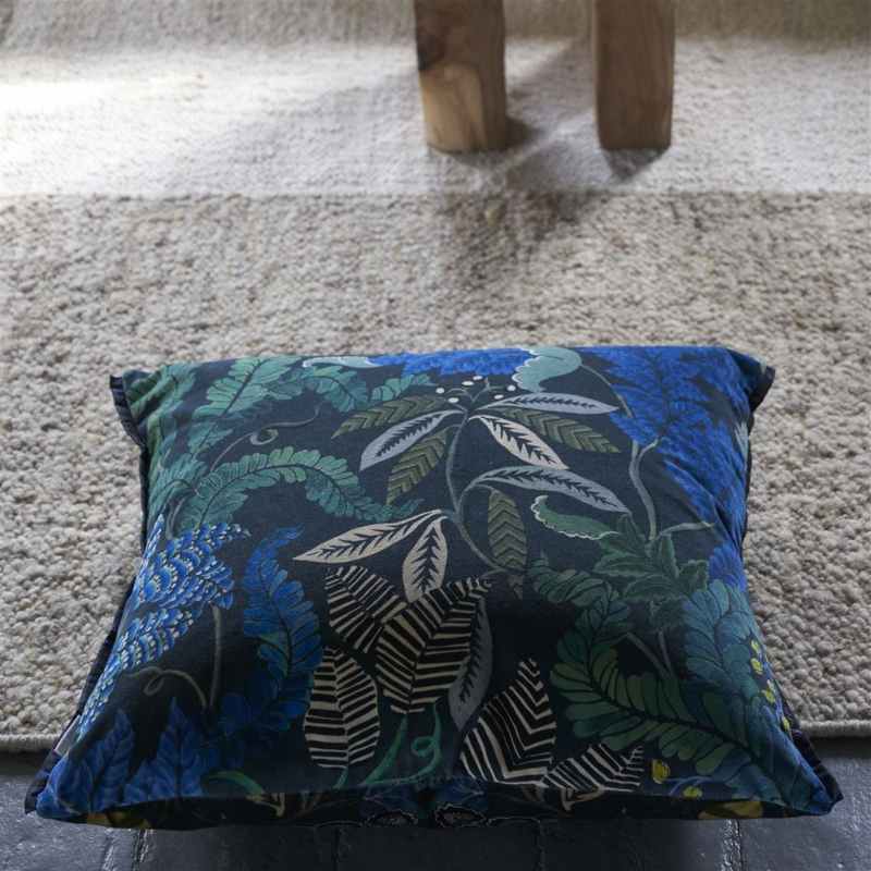 Brocart Decoratif Velours Cushion by Designers Guild in Indigo Blue