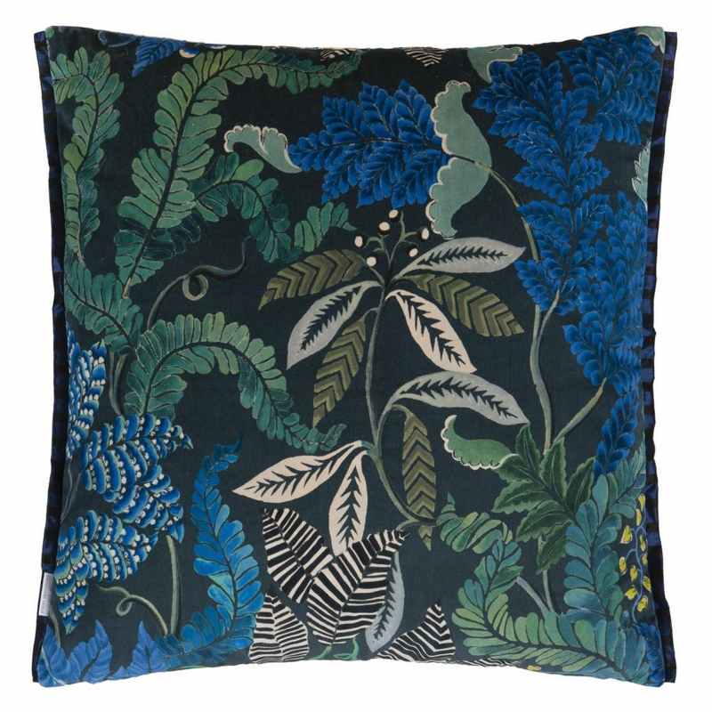 Brocart Decoratif Velours Cushion by Designers Guild in Indigo Blue