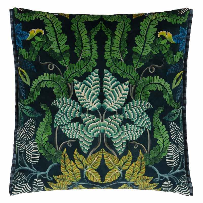 Brocart Decoratif Velours Cushion by Designers Guild in Noir Black