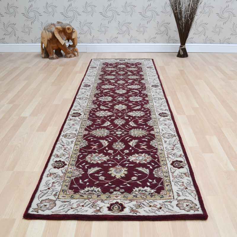 Buckingham Ziegler Traditional Wool Hallway Runner Rugs in Red