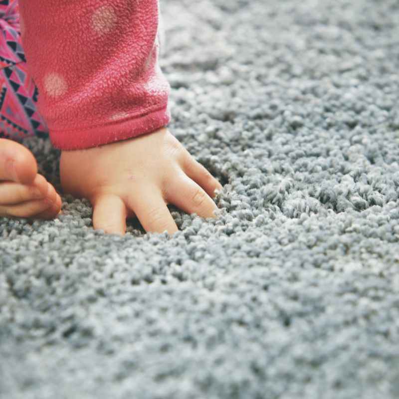 Buddy Washable Plain Rugs in Denim Blue