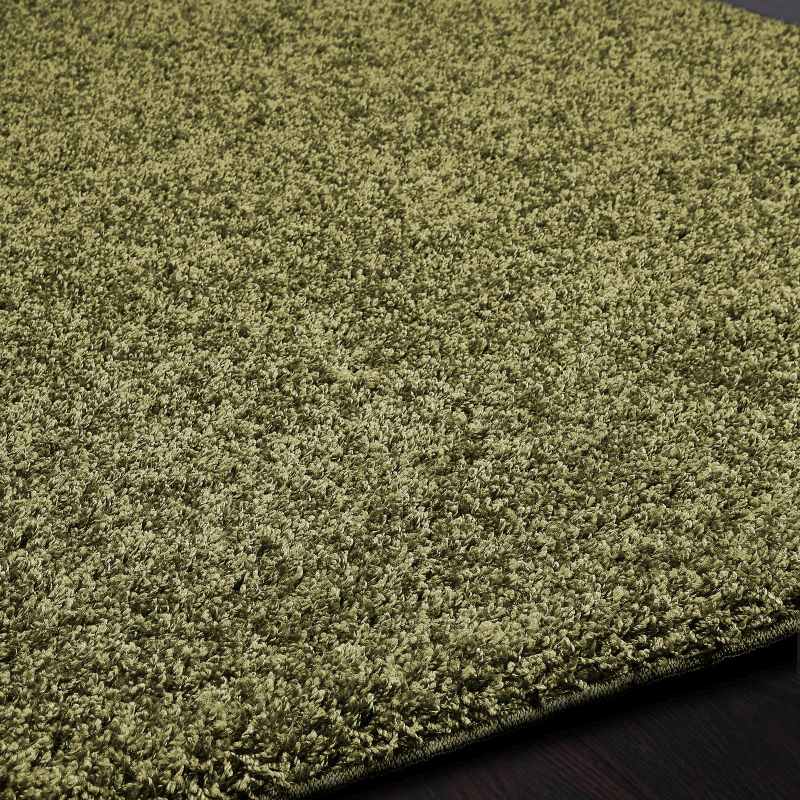 Buddy Washable Plain Rugs in Olive Green