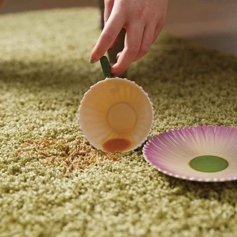Buddy Washable Plain Rugs in Olive Green