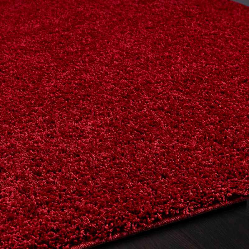 Buddy Washable Plain Rugs in Red