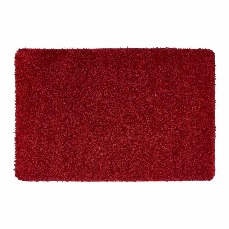 Buddy Washable Plain Rugs in Red