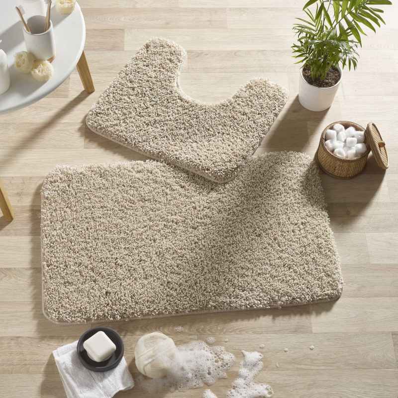 Buddy Bath Mat And Toilet WashableSet in Stone