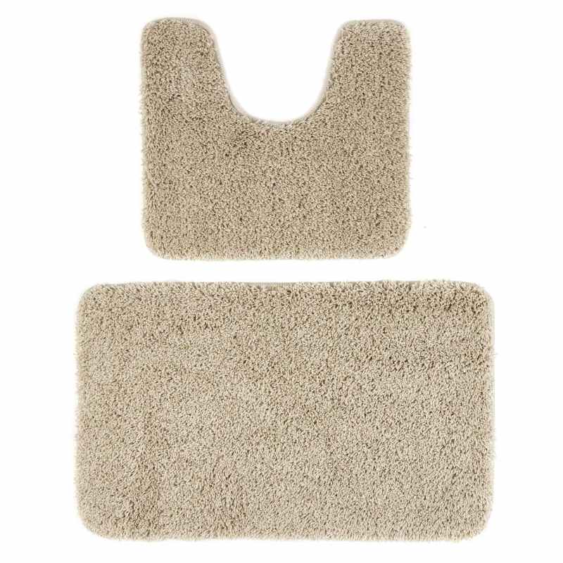 Buddy Bath Mat And Toilet WashableSet in Stone