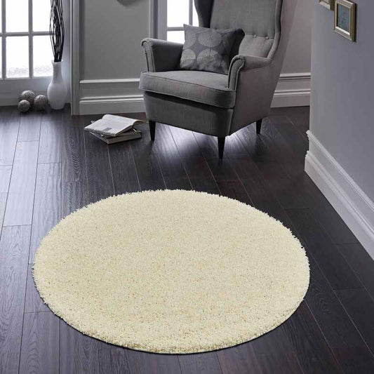 Buddy Washable Round Circle Rugs in Cream