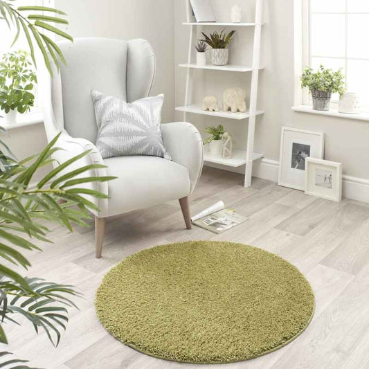 Buddy Washable Round Circle Rugs in Olive