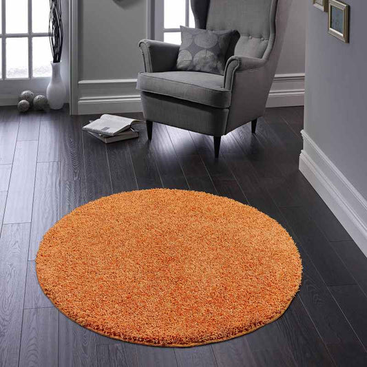 Buddy Washable Round Circle Rugs in Orange