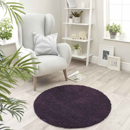 Buddy Washable Round Circle Rugs in Purple