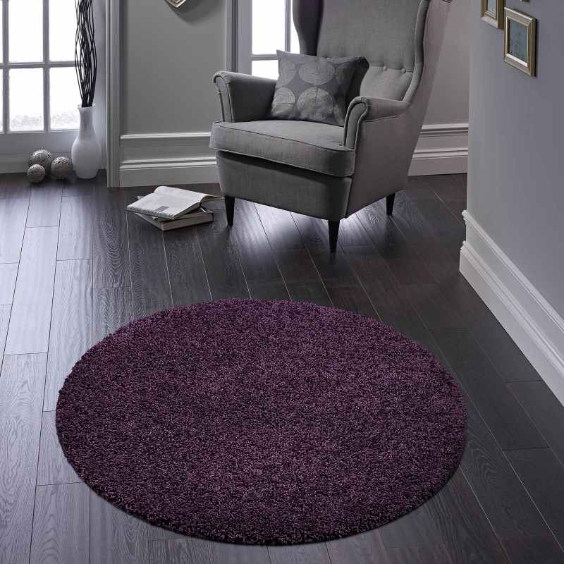 Buddy Washable Round Circle Rugs in Purple