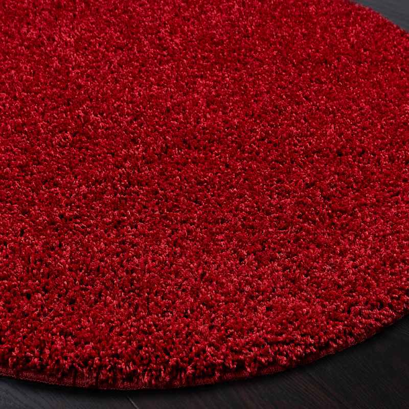 Buddy Washable Round Circle Rugs in Red