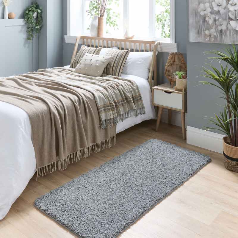 Buddy Washable Hallway Runner Rugs in Ghost Grey