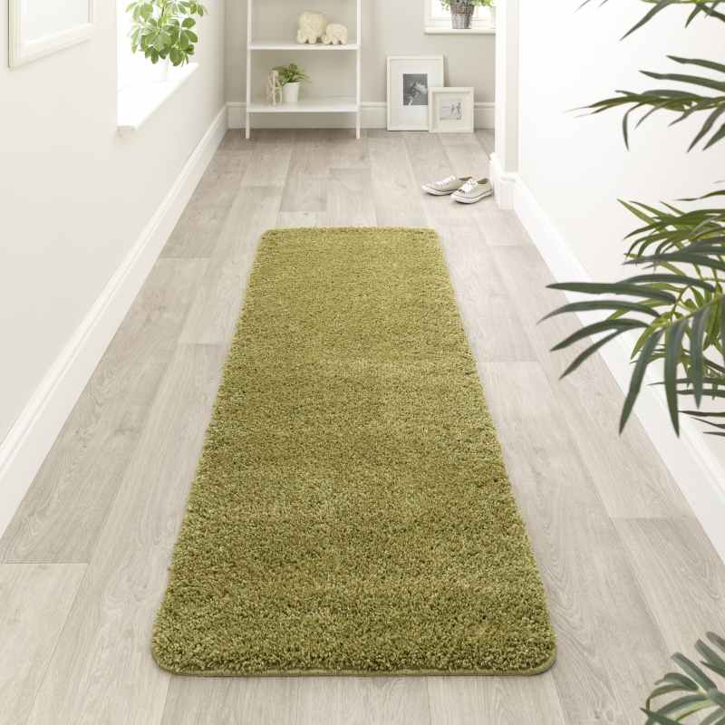Buddy Washable Hallway Runner Rugs in Olive