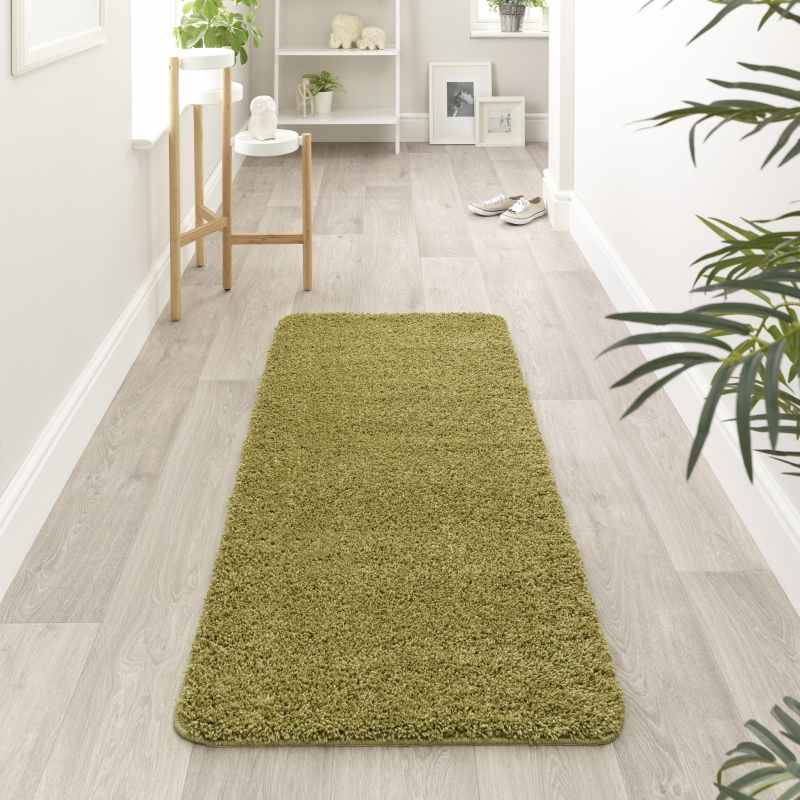 Buddy Washable Hallway Runner Rugs in Olive