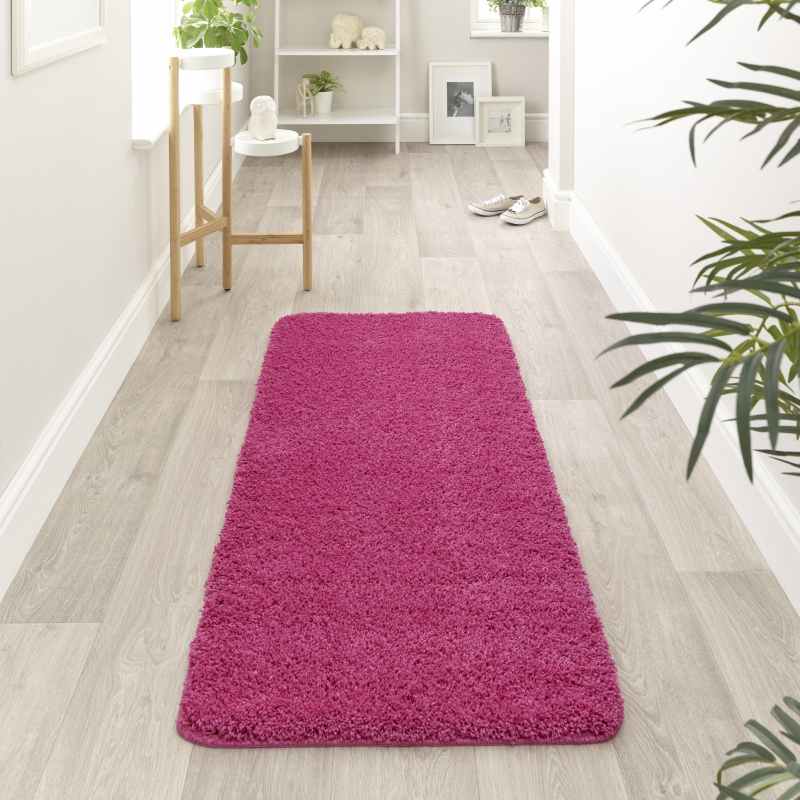 Buddy Washable Hallway Runner Rugs in Pink