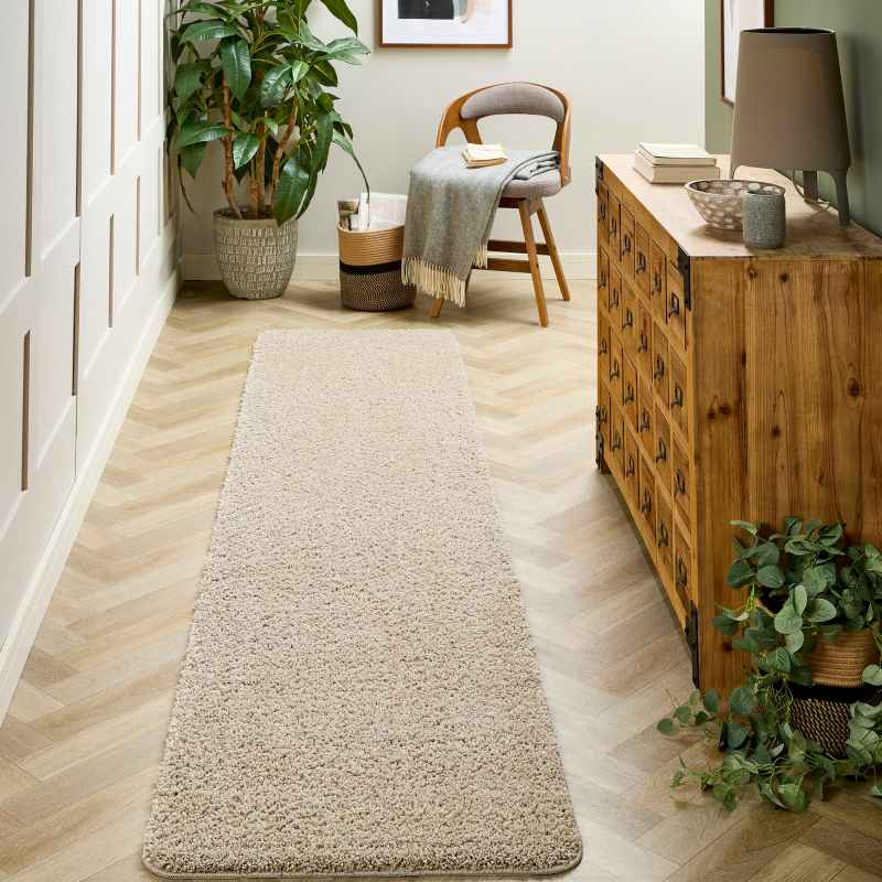 Buddy Washable Hallway Runner Rugs in Stone