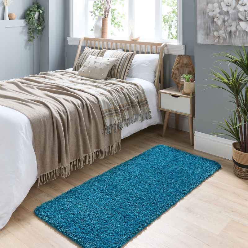 Buddy Washable Hallway Runner Rugs in Teal