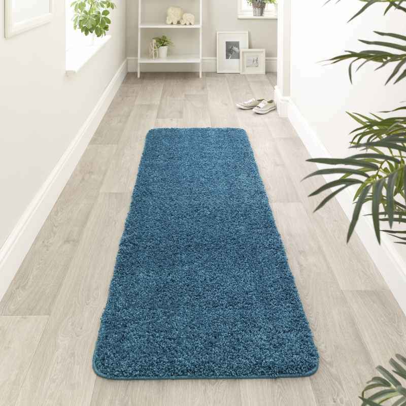 Buddy Washable Hallway Runner Rugs in Teal