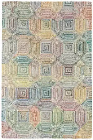 Asiatic camden cream multi Multicoloured Living Room Geometric Rug.