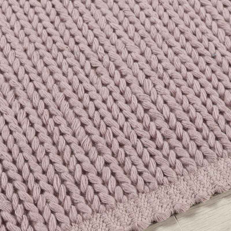 Cable Chunky Knitted Wool Rugs in New Blush Pink