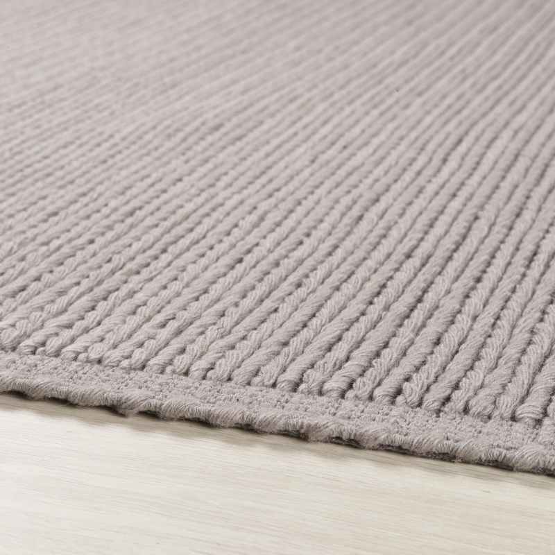 Cable Chunky Knitted Wool Rugs in Warm Grey