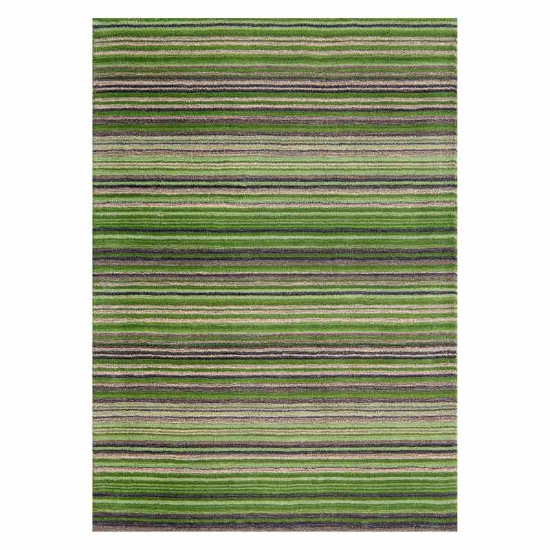 Carter Modern Stripe Wool Rugs in Green