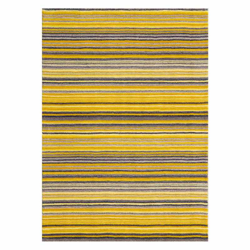 Carter Modern Stripe Wool Rugs in Ochre Yellow