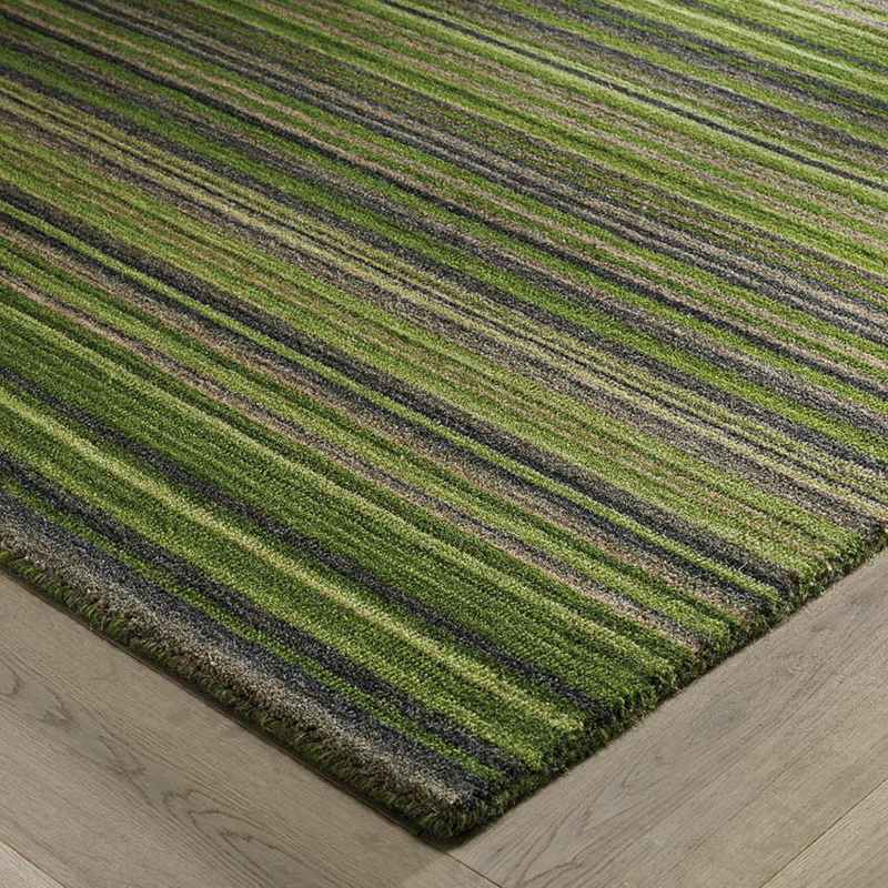 Carter Modern Stripe Hallway Runner Rugs in Green