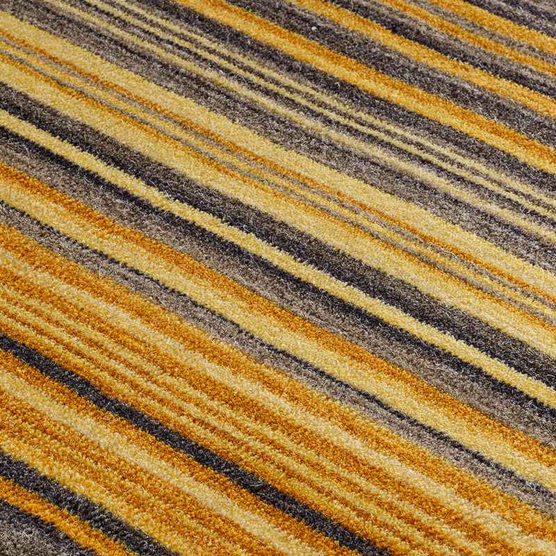 Carter Modern Stripe Hallway Runner Rugs in Ochre Yellow