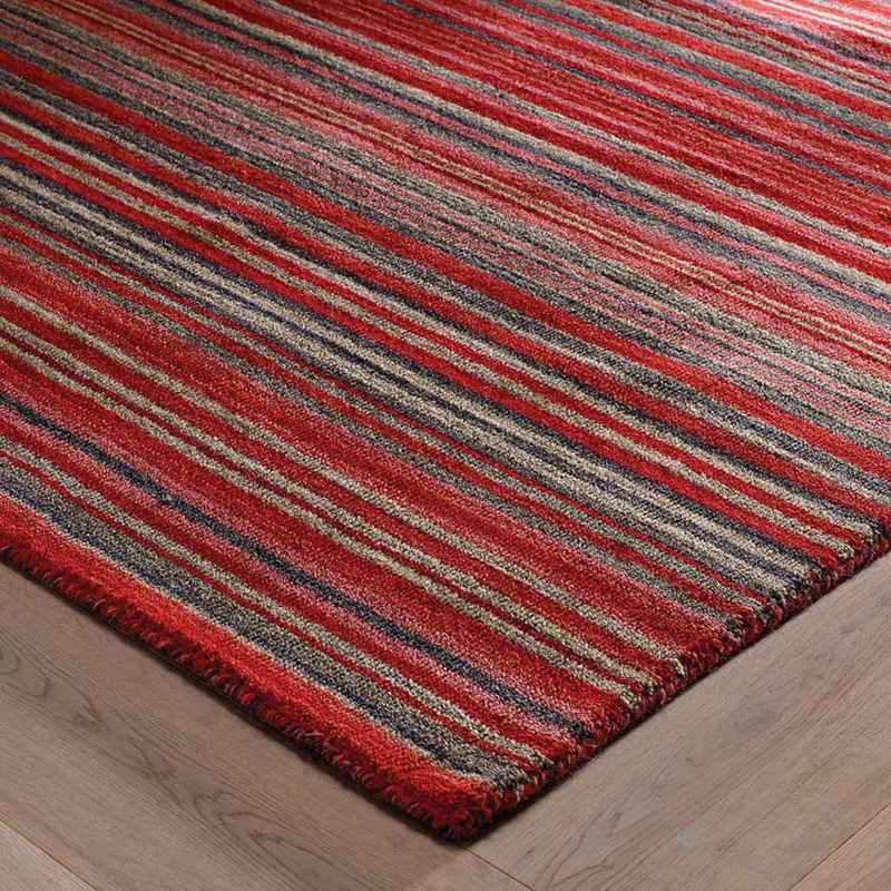 Carter Modern Stripe Hallway Runner Rugs in Red