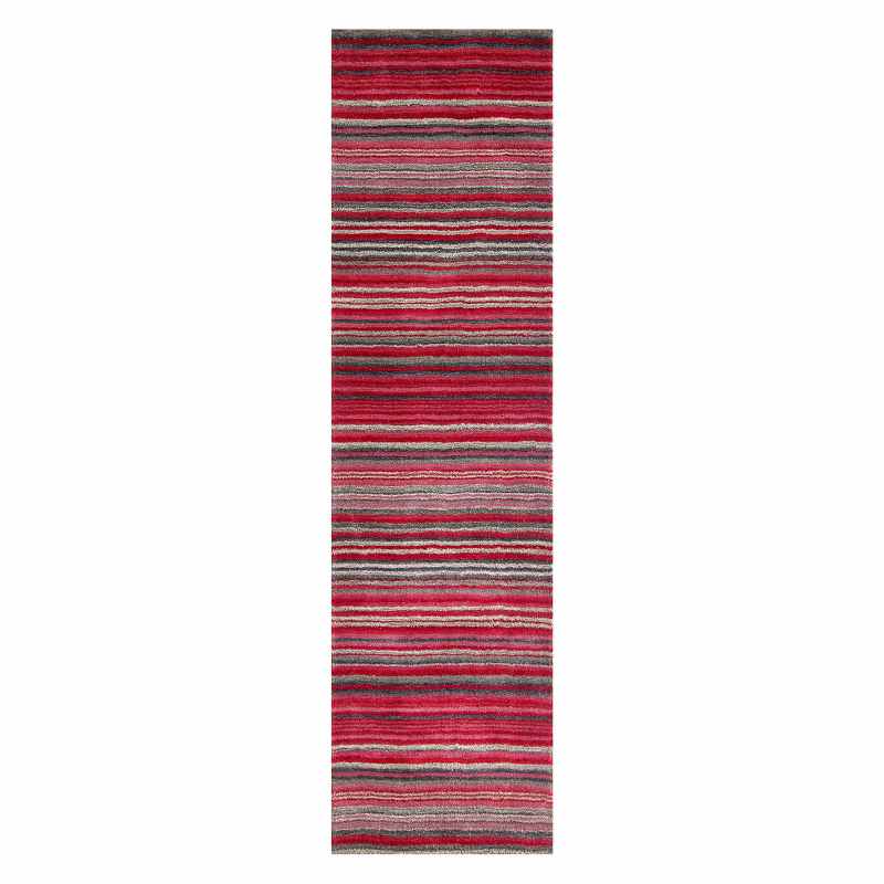 Carter Modern Stripe Hallway Runner Rugs in Red
