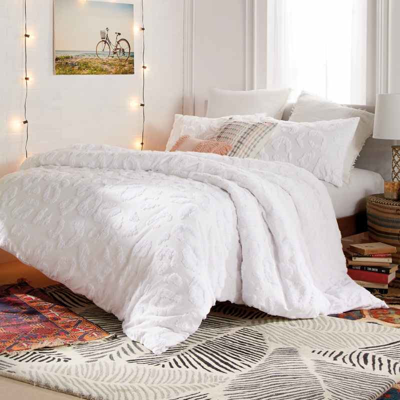 Chenille Leopard Cotton Bedding by Peri Home in White