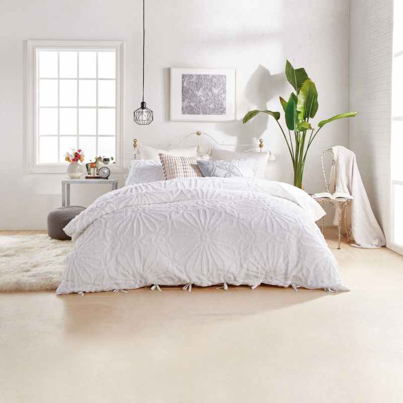 Chenille Medallion Cotton Bedding by Peri Home in White